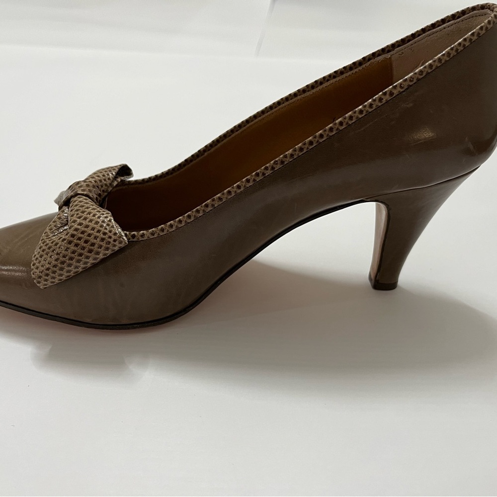 Julianelli Brown Leather Heels Womens Size 7  Vintage 50’s 60’s Made In Italy - Picture 4 of 10